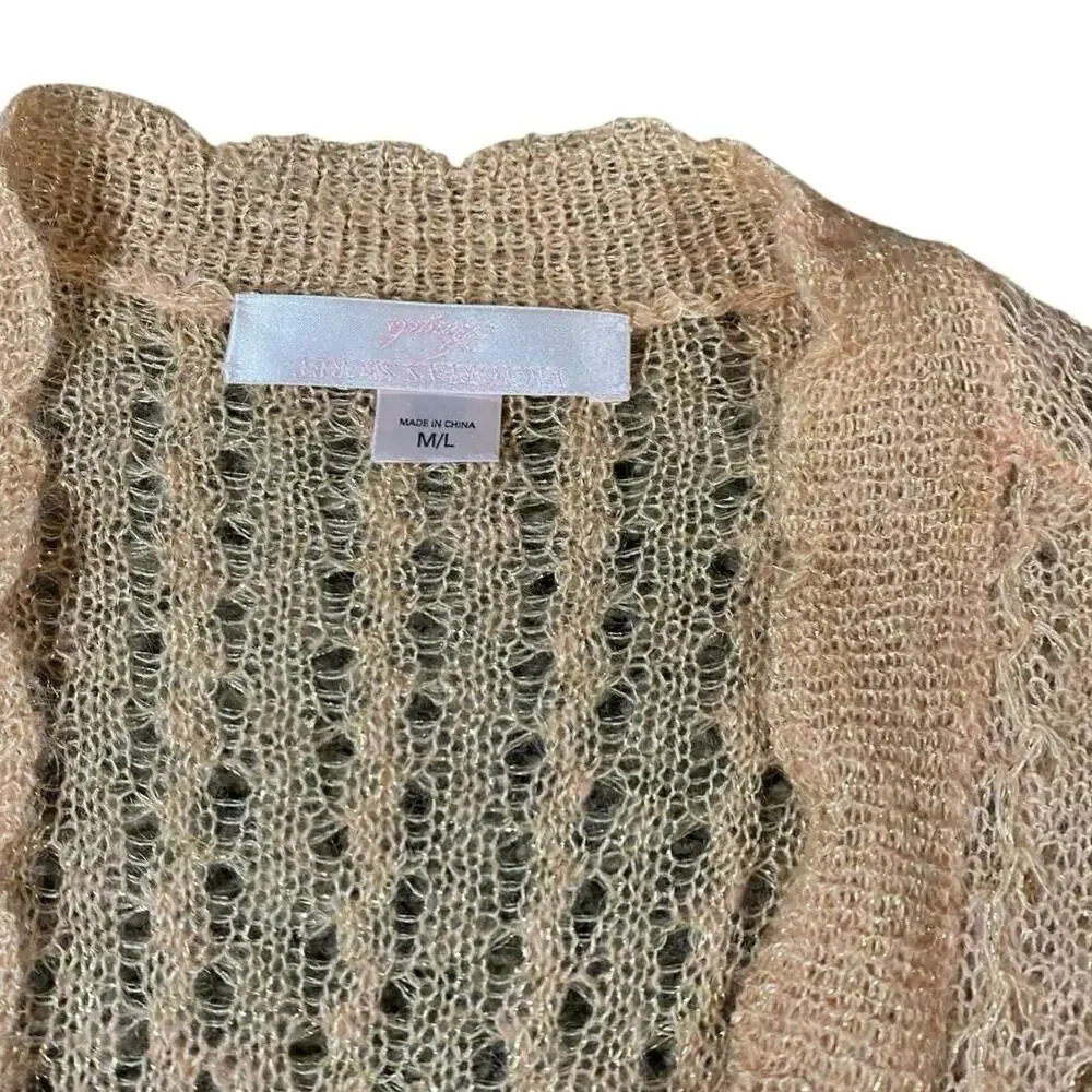 Y2K Victorias Secret Angels Peach Gold Shimmer Mohair Cardigan - M/L